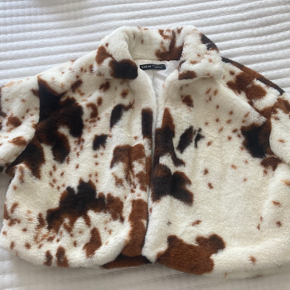 Shein Shame Cowprint/Western fluff coat